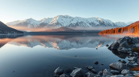 Lake Tekapo, New Zealand. Panoramic view of lake Tekapo at sunrise.の写真素材