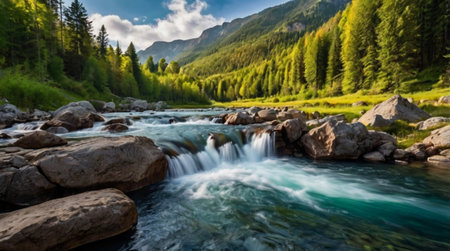 Beautiful mountain river in the Altai mountains, Siberia, Russia