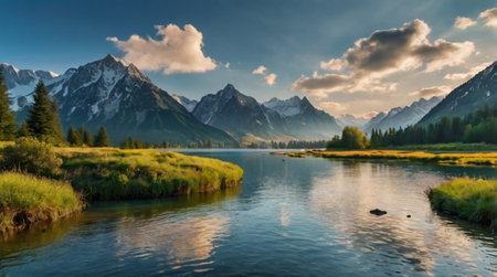 Panoramic view of the Grand Teton National Park, Wyoming, USAの写真素材