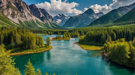 Mountain lake in the Altai mountains. Siberia, Russia.の写真素材