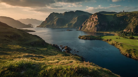 Panoramic view of the Isle of Skye, Scotland.の写真素材
