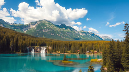 Beautiful panoramic view of Banff National Park, Alberta, Canadaの写真素材