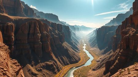 Fantastic winter landscape with frozen lake and snow covered mountains at sunsetの写真素材