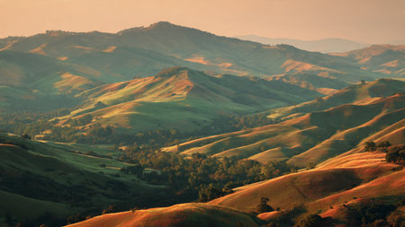 Hills in the morning light.の写真素材