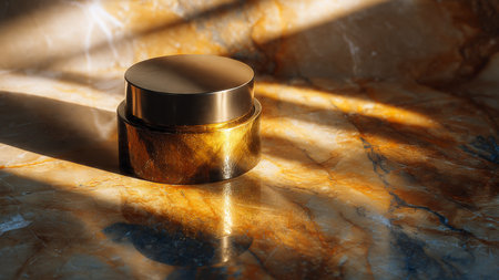 Mockup of cosmetic cream jarle background with shadows.の写真素材