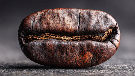 roasted coffee beans on a dark background close-up macro photographyの写真素材