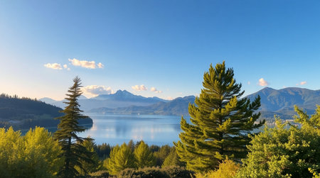 Panoramic view of Lake Wakatipu, Queenstown, New Zealandの写真素材