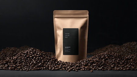 Coffee Beans Bag Mock-Up - 3D Illustrationの写真素材