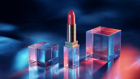 Lipstick on a dark background. 3d rendering, 3d illustration.の写真素材