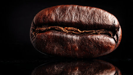 roasted coffee beans on a black background. close-up.の写真素材