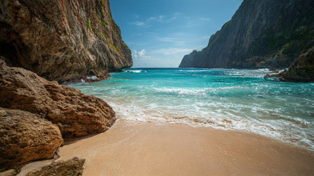 Panoramic view of the beautiful beach on the island of Madeira, Portugalの写真素材