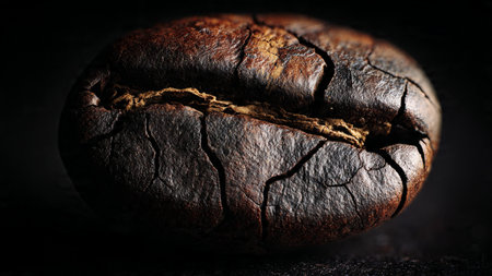 roasted coffee beans on a dark background. tinting. selective focusの写真素材