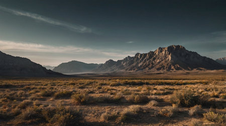 A panoramic view of a desert landscape in the United Statesの写真素材