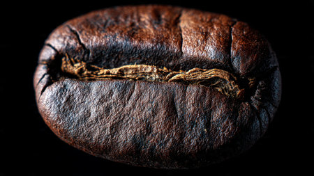 Coffee beans on a black background. Close-up.の写真素材