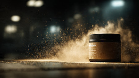 Cosmetic cream in a jar on a dark background. Beauty industry.の写真素材