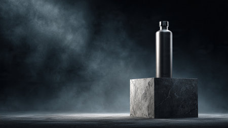 Cosmetic bottle on concrete pedestal. Mock up, 3D Renderingの写真素材