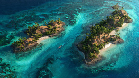 Aerial view of a small island in the Indian Ocean. Maldivesの写真素材
