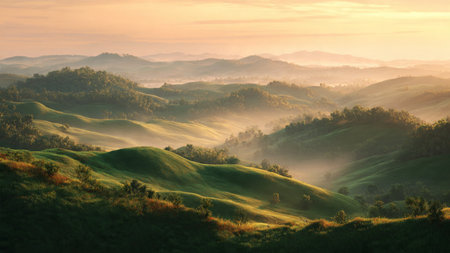 Beautiful sunrise in the hills.の写真素材