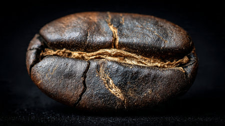 Coffee bean on a black background. Selective focus. Toned.の写真素材