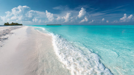 Beautiful white sand beach in Maldives with turquoise waterの写真素材