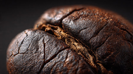 Coffee beans on black background. Close-up image.の写真素材