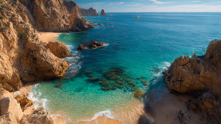 Panoramic view of the beautiful beaches of the Algarve, Portugal
