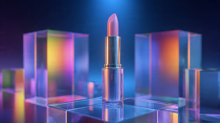 Lipstick on a colorful background. 3d rendering illustration.