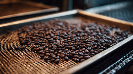 Coffee beans in a coffee shop. Selective focus.