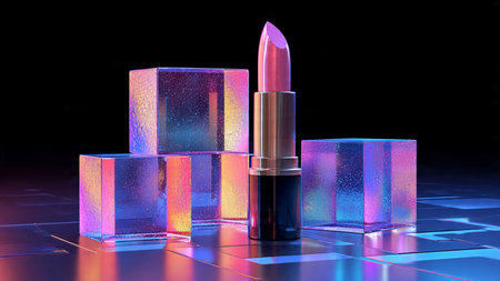 Lipstick on a black background. 3d illustration. 3d renderingの写真素材