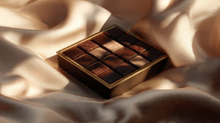 Eyeshadow palette on golden silk background, eye shadow cosmetics product as luxury beauty present...