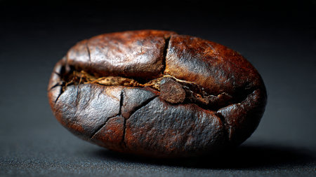 roasted coffee beans on a black background. close-up.の写真素材
