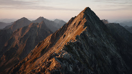 Mountain panorama at sunset, Tatras National Park, Slovakia