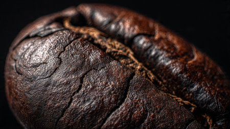 roasted coffee beans on a dark background close-up macro photographyの写真素材