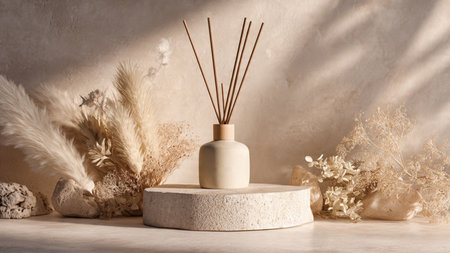 Stylish podium with reed air freshenerle table