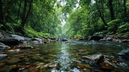Beautiful river in tropical rainforest,Thailand. Nature background