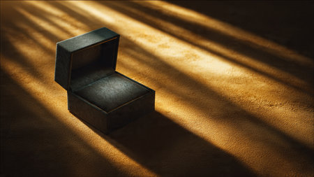 3d rendering of a wooden box with shadow on the floor.