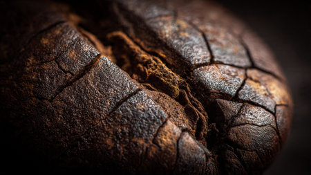 Coffee beans on a dark wooden background. Toned.の写真素材