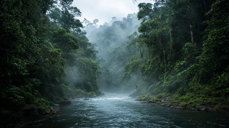 River in the rainforest of Borneo, Sabah, Malaysia
