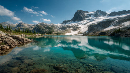 Beautiful alpine lake in the Canadian Rockies. Summer season.の写真素材