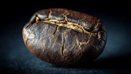 Coffee beans on dark background. Selective focus. Toned.の写真素材