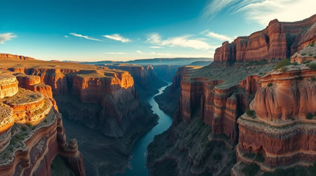 Panoramic view of the Grand Canyon at sunset, Arizona, USAの写真素材