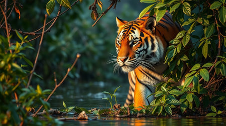 Tiger in the wild nature habitat. Wildlife scene from nature.の写真素材