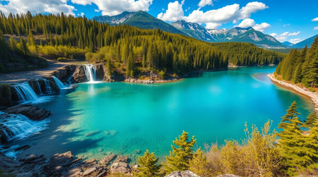 Beautiful turquoise lake in the mountains