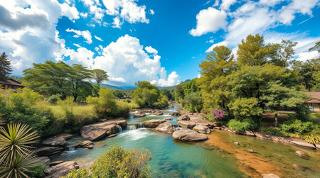 Panoramic view of the river in the jungle of Sri Lanka
