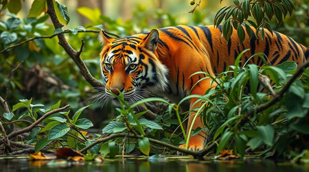 Tiger in the natural habitat, Sumatra, Indonesia