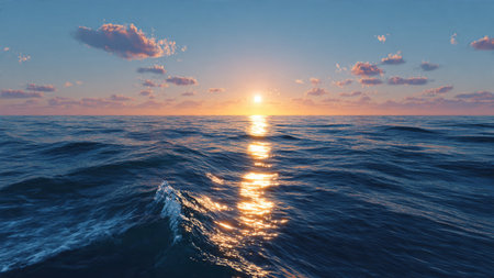 Beautiful sunset in the sea. 3d rendering, 3d illustration.