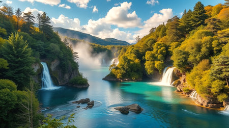 Panoramic view of Plitvice Lakes National Park in Croatia