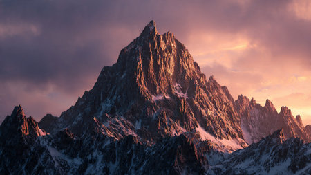 Panoramic view of the peak of Mount Pizol at sunsetの写真素材