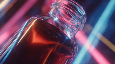 Bottle of perfume on a dark background. Close-up.