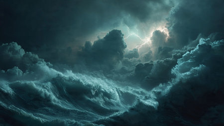 3D illustration of a stormy sky with stormy clouds.の写真素材